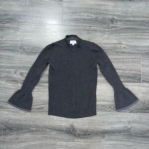 Calvin Klein Women's Dark Gray Mock Neck Bell Sleeve Blouse Size Extra Small